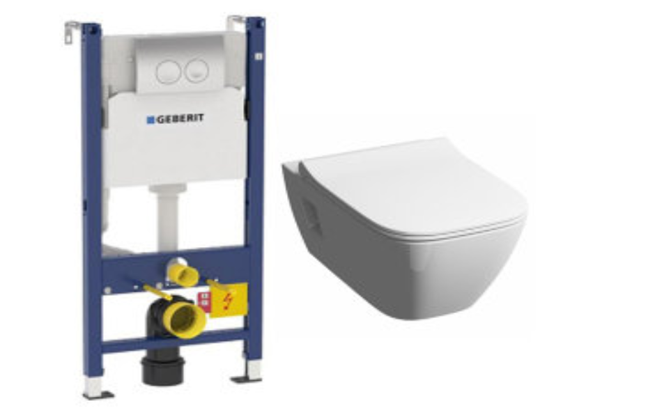 Комплект инсталляции Geberit 458.124.21.1 и подвесного унитаза Keramag Smyle 205570 с крышкой-сиденьем SoftClose АКВАМЕТРИЯ