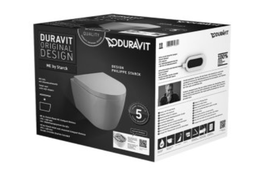 Унитаз подвесной Duravit ME by Starck Compact Rimless (с крышкой SoftClose) 45300900A1 АКВАМЕТРИЯ