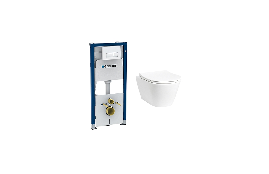 Комплект Creto Logan L3 1003-001-L3W подвесной унитаз + инсталляция с клавишей Geberit Duofix 458.128.11.1 МОСПЛИТКА
