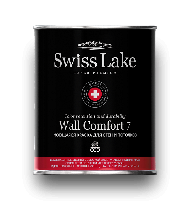 Моющаяся краска для стен и для потолков Swiss Lake Wall Comfort 7 (A), 9 л LOYMINA Group - ЛОЙМИНА ГРУП