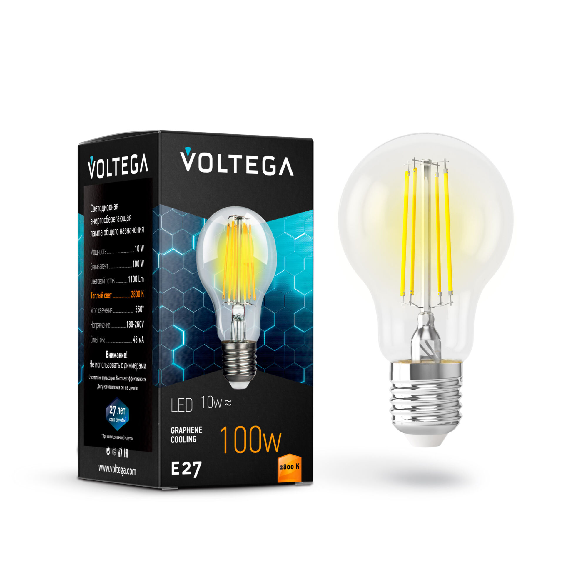 Филаментная лампа Voltega General E27 10W 2800K 7102 MAYTONI
