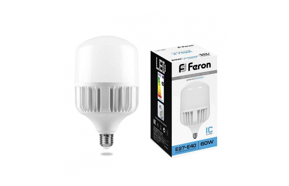 ЛАМПА СВЕТОДИОДНАЯ FERON E27-E40 60W 6400K ЦИЛИНДР МАТОВАЯ LB-65 25782 МОСПЛИТКА