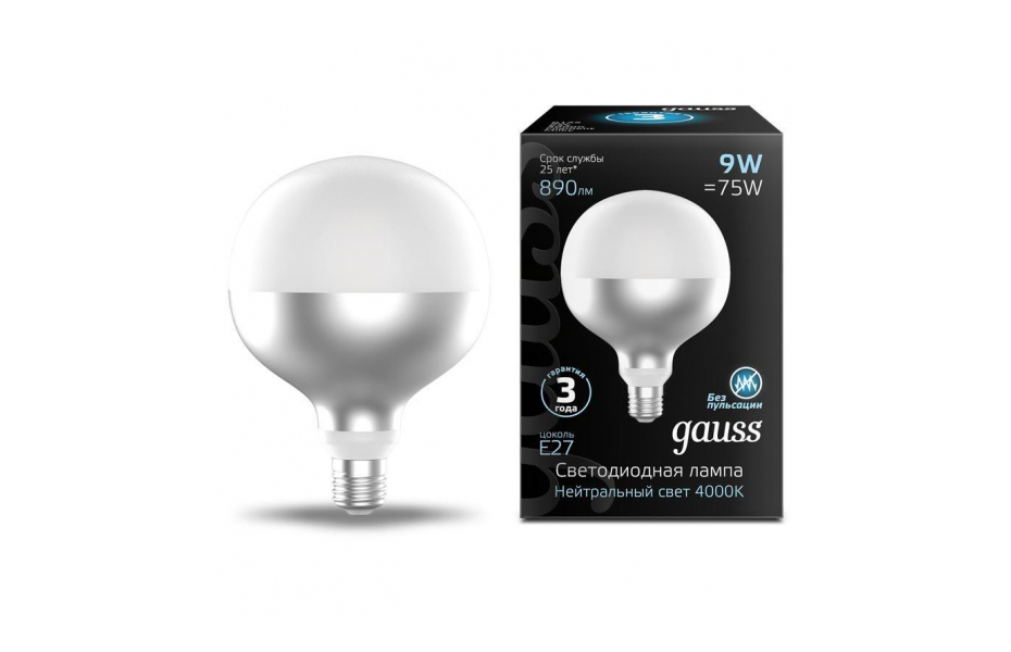 ЛАМПА СВЕТОДИОДНАЯ ФИЛАМЕНТНАЯ GAUSS E27 9W 4100K БЕЛАЯ 1014802209 МОСПЛИТКА