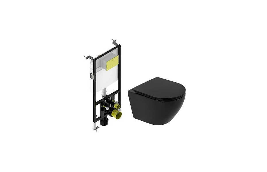 Комплект подвесной безободковый унитаз BelBagno Colorato BB062CHR-MB + инсталляция для унитазов Bocchi 8010-1000 МОСПЛИТКА