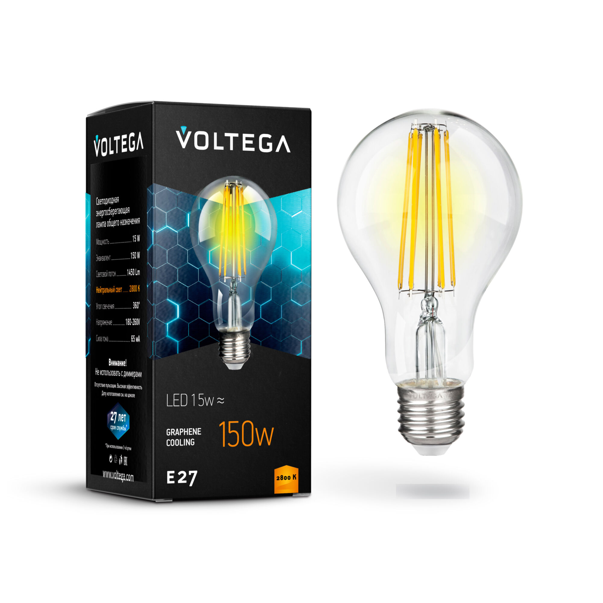 Филаментная лампа Voltega General E27 15W 2800K 7104 MAYTONI