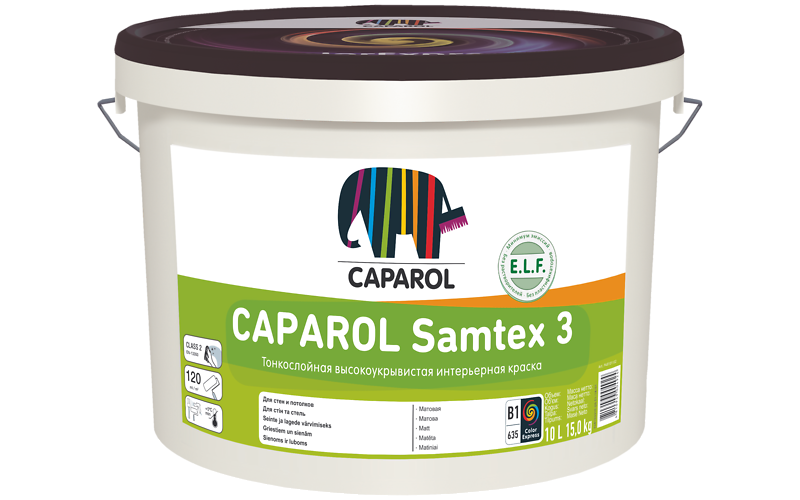 Краска водно-дисперсионная для внутренних работ Caparol Samtex 3 ELF База 1, 1,25 л КАПАРОЛ ЦЕНТР САМАРА