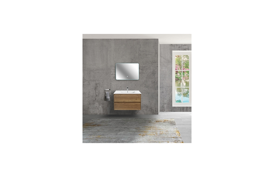 Тумба с раковиной Vincea Gio 80 подвесная, 2 выкатных ящика soft-close, T.Oak МОСПЛИТКА