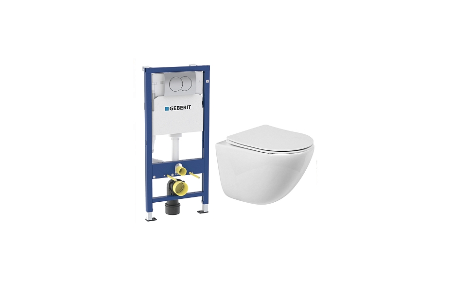 Комплект подвесной безободковый унитаз BelBagno AMANDA BB051CHR, с креплением + инсталляция Geberit Delta 458.149.21.1 с кнопкой, хром глянцевый МОСПЛИТКА