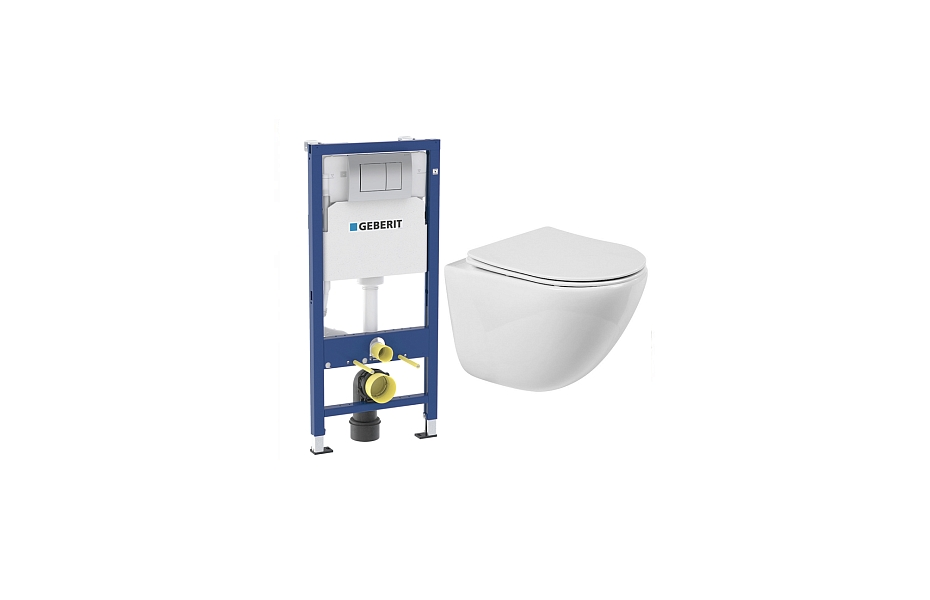 Комплект подвесной безободковый унитаз BelBagno AMANDA BB051CHR, с креплением + инсталляция Am.Pm ProC I012707.0138 с клавишей смыва ProC L, чёрная матовая МОСПЛИТКА