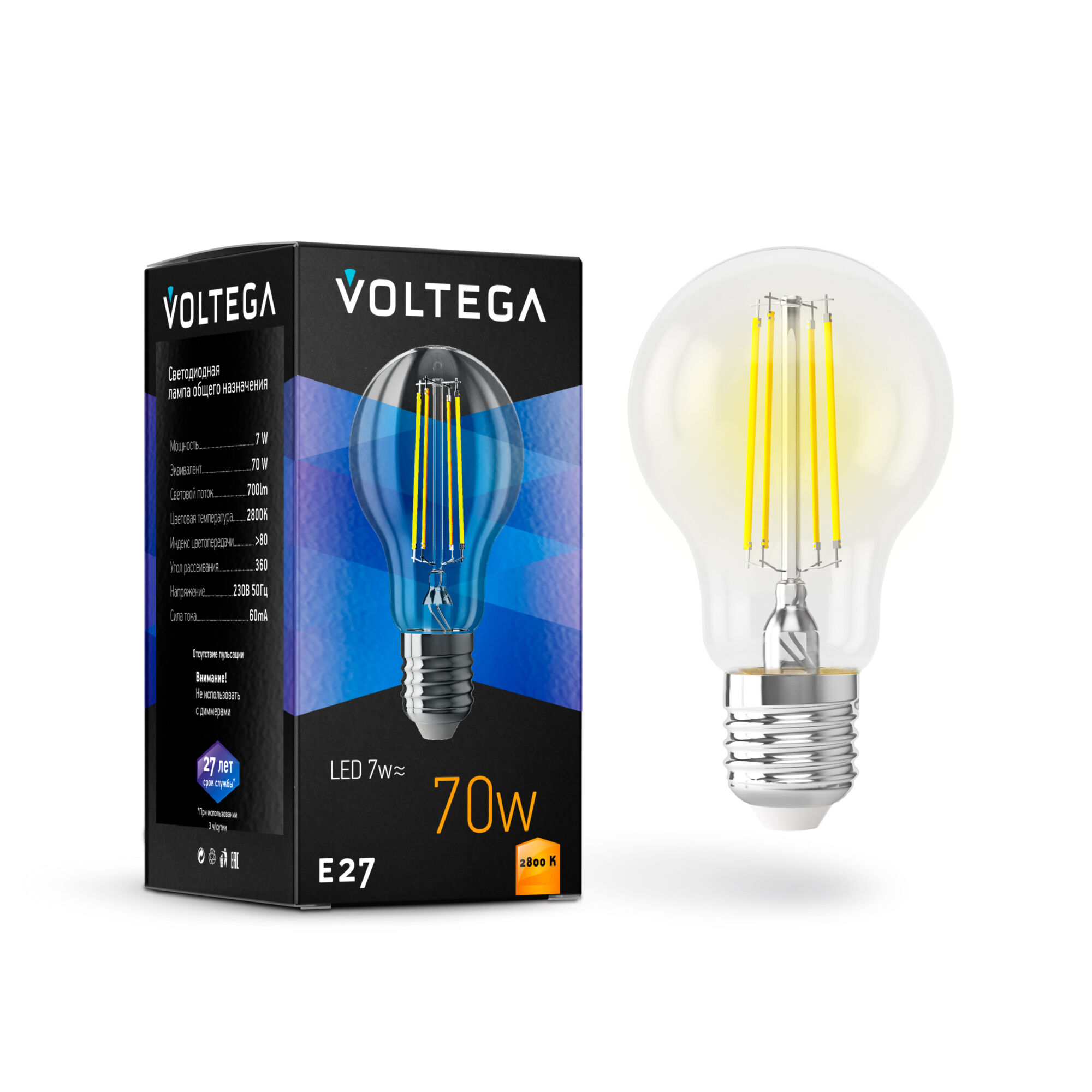 Филаментная лампа Voltega General E27 7W 2800K 7140 MAYTONI
