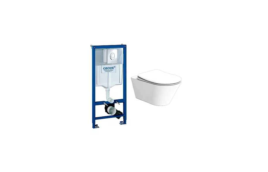 Комплект Creto Logan L3 1003-001-L3W подвесной унитаз + Grohe Rapid SL 38721001 3 в 1 с кнопкой смыва МОСПЛИТКА