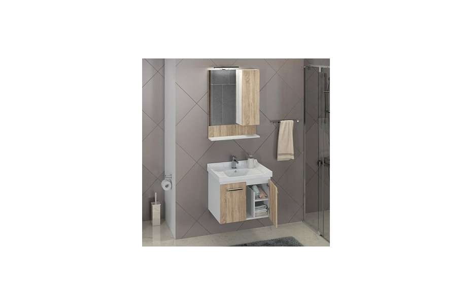Тумба с раковиной Comforty Рига-60 дуб сонома 00004142213 МОСПЛИТКА