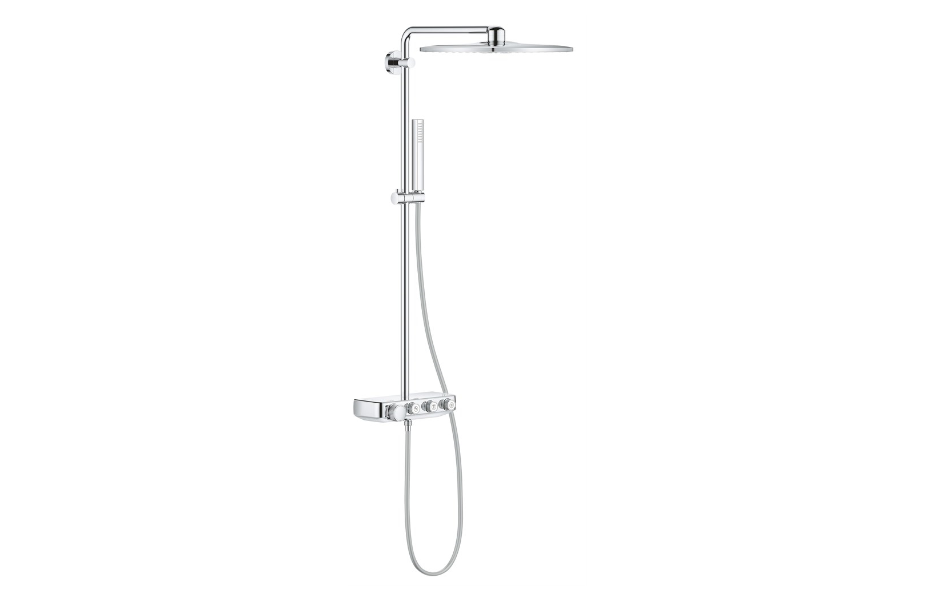 GROHE Euphoria SmartControl 310 DUO Cube Душевая система с термостатом, настенный монтаж, полочка, 3 кнопки управления, Хром АТЕЛЬЕ ВАННОЙ КОМНАТЫ. САМАРА