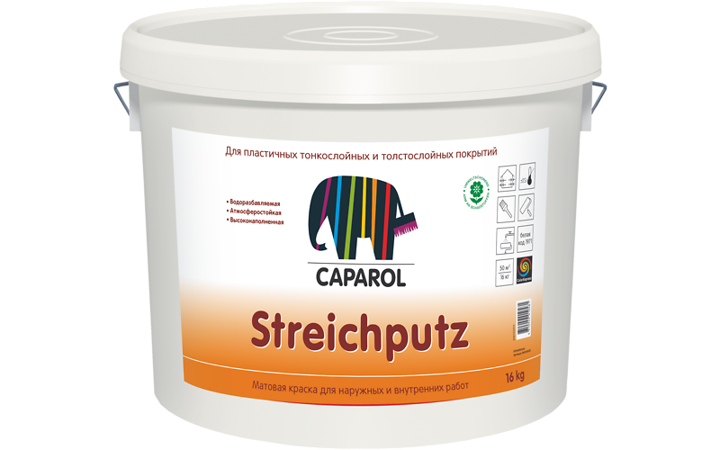 Краска для наружных работ Caparol Streichputz, колеруемая, 16 кг КАПАРОЛ ЦЕНТР САМАРА