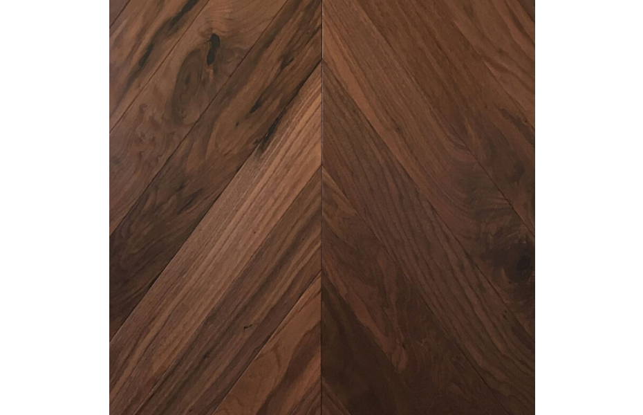 Wood Bee Herringbone Американский Орех Кангари гладкий глянец Cangaree, UV-лак gloss 30±5% (левая) ПОЛ СТРАНЫ