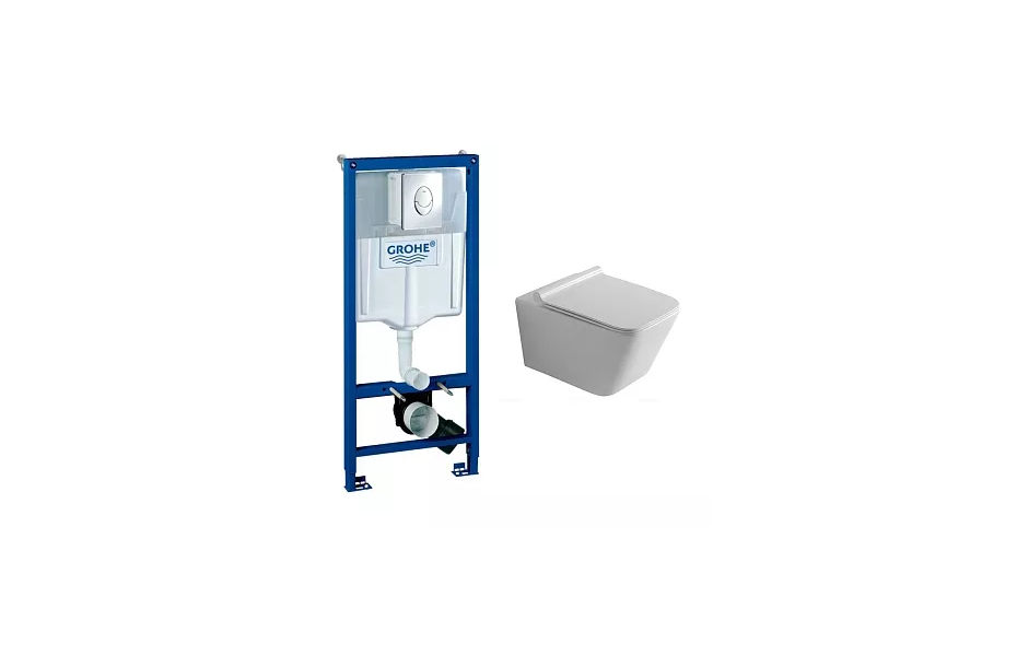Комплект Creto Logan L2 1002-001-L2W подвесной унитаз + Grohe Rapid SL 38721001 3 в 1 с кнопкой смыва МОСПЛИТКА