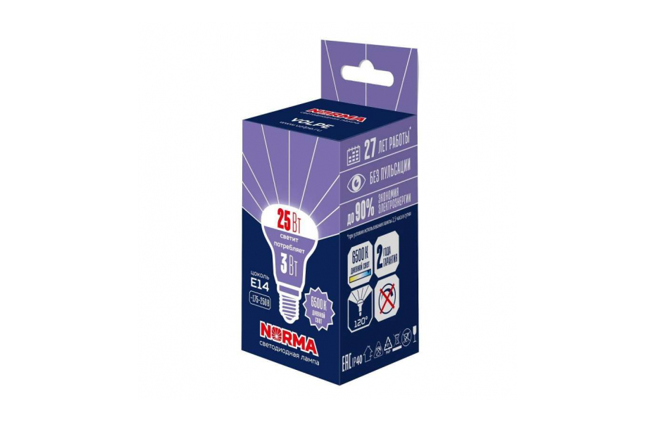ЛАМПА СВЕТОДИОДНАЯ VOLPE E14 3W 6500K МАТОВАЯ LED-R39-3W/6500K/E14/FR/NR UL-00010997 МОСПЛИТКА