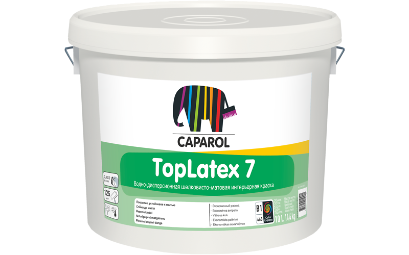 Краска водно-дисперсионная для внутренних работ Caparol TopLatex 7 База 1, 10 л КАПАРОЛ ЦЕНТР САМАРА