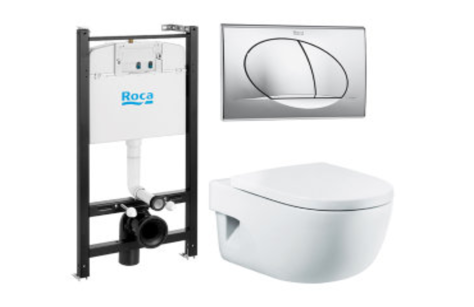 Комплект инсталляции Roca ПЭК с унитазом Meridian Compact и крышкой с микролифтом 893104110 АКВАМЕТРИЯ