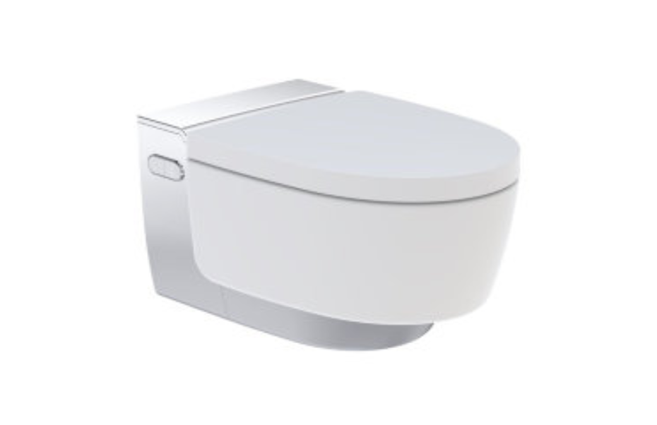Подвесной унитаз-биде GEBERIT AquaClean Mera Comfort 146.214.21.1 (хромированная вставка) АКВАМЕТРИЯ