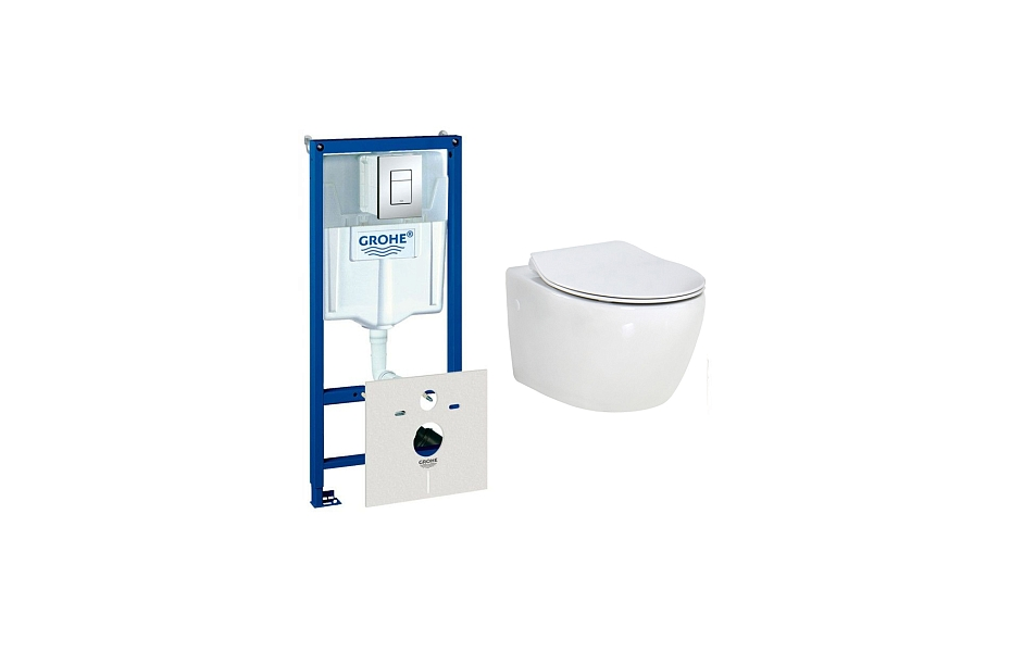 Комплект подвесной безободковый унитаз BelBagno Prospero BB507B с сиденьем микролифт BB2020SC + Grohe Rapid SL 38775001 МОСПЛИТКА