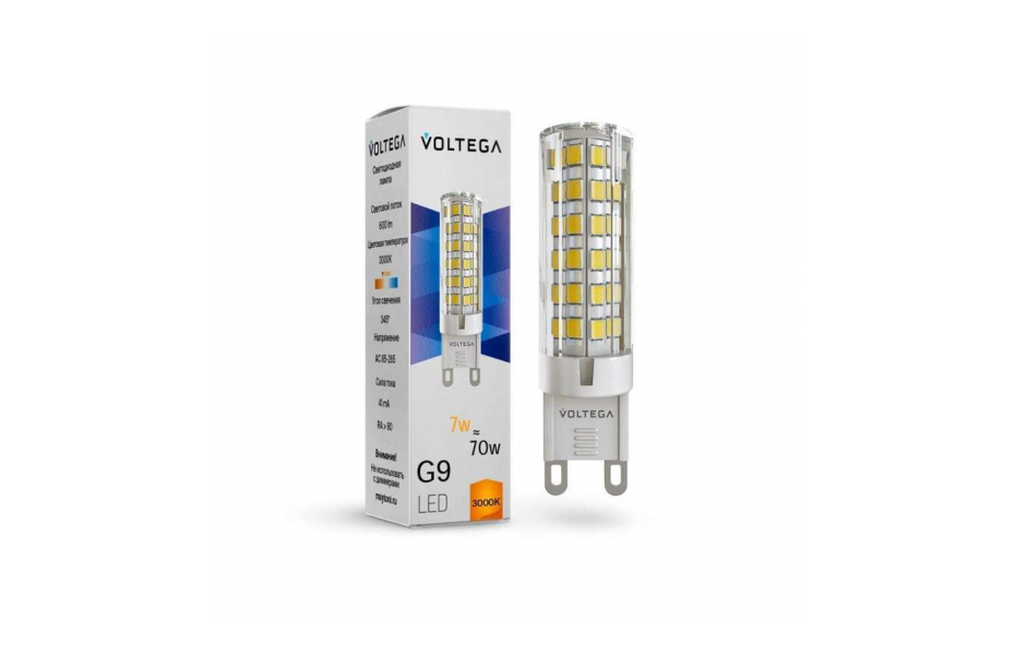 ЛАМПА СВЕТОДИОДНАЯ VOLTEGA G9 7W 3000К ПРОЗРАЧНАЯ VG9-K3G9WARM7W 7187 МОСПЛИТКА