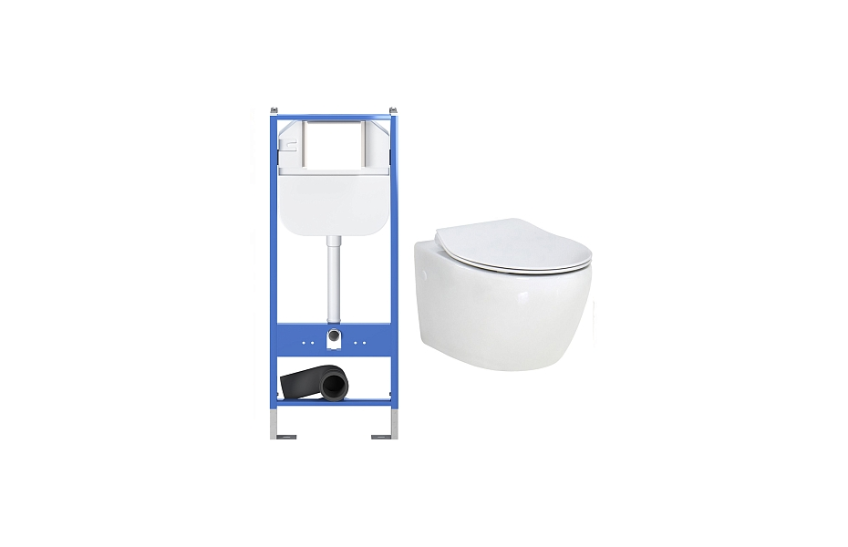 Комплект подвесной безободковый унитаз BelBagno Prospero BB507B + инсталляция Creto Standart 1.0 INST-CR-1.0 МОСПЛИТКА