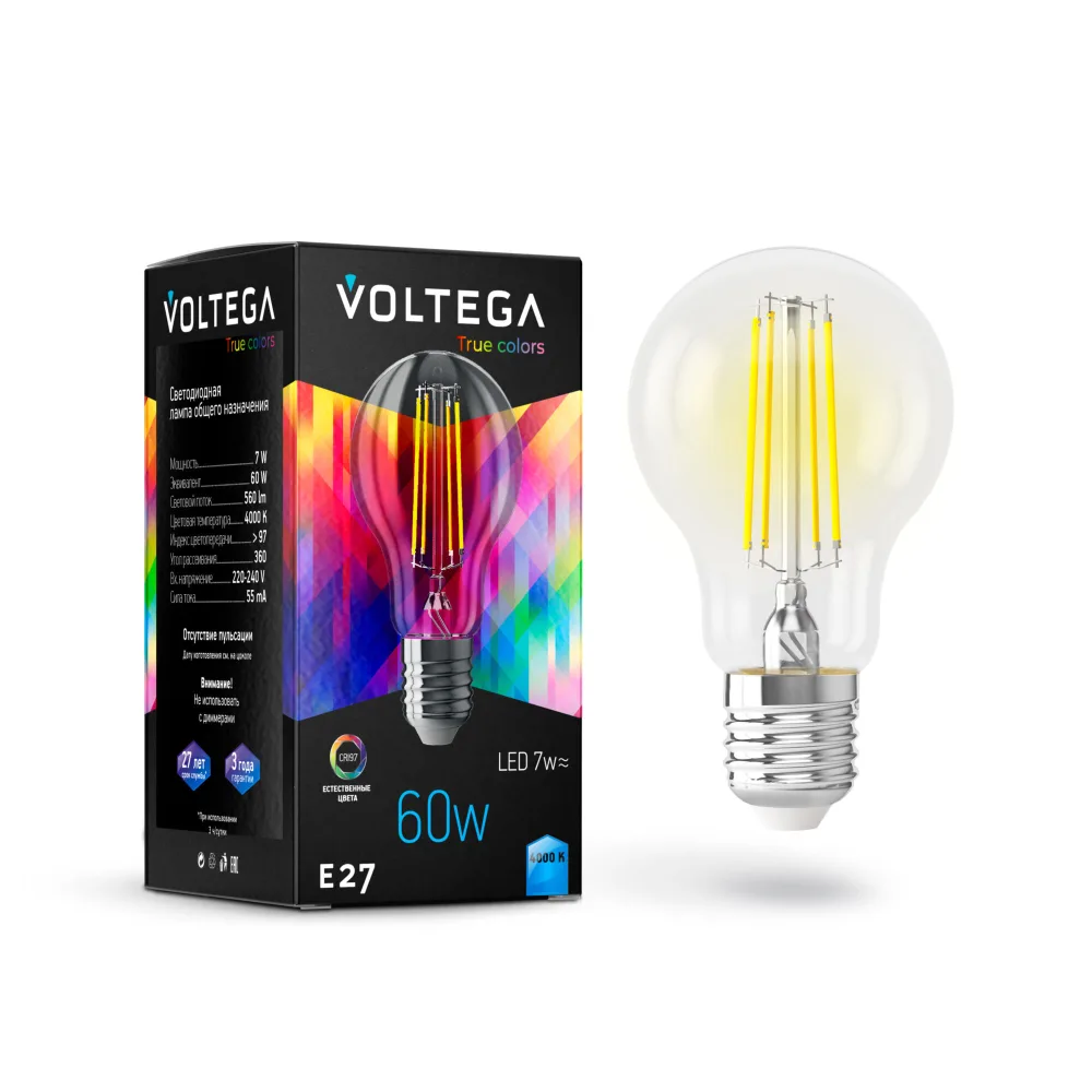 Филаментная лампа Voltega General E27 7W 4000K High CRI 7155 MAYTONI