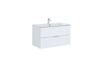 Тумба с раковиной Aquanet Алвита New 90 2 ящика, белый матовый МОСПЛИТКА