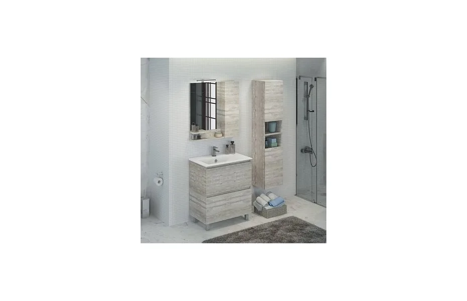 Тумба с раковиной Comforty Верона-75 дуб белый 00004137102 МОСПЛИТКА