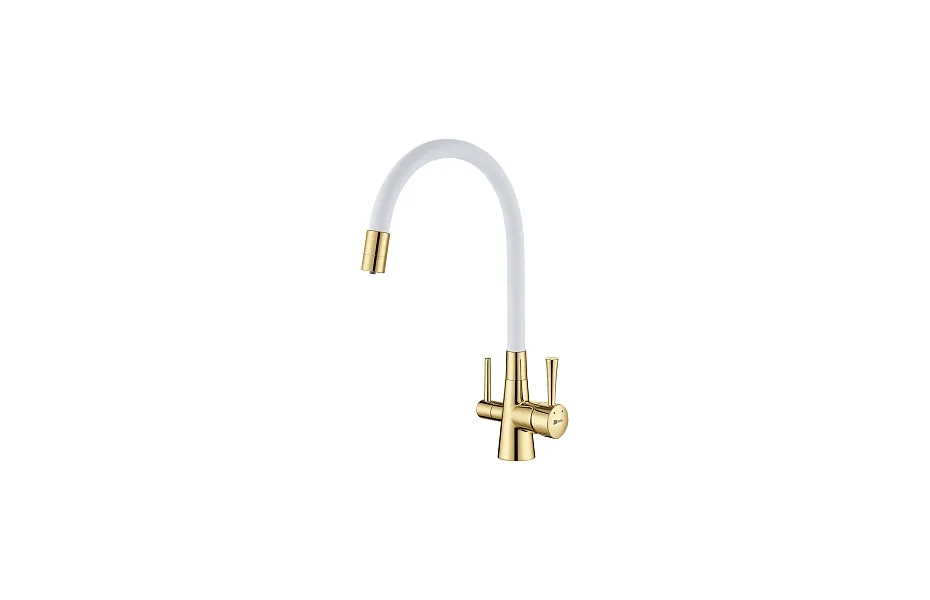 Смеситель Lemark Comfort для кухонной мойки LM3075G-White белый/золото МОСПЛИТКА