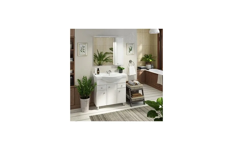 Тумба с раковиной Comforty Сочи-85 белый глянец 00004134639 МОСПЛИТКА