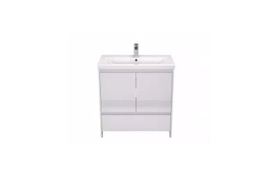 Тумба с раковиной Velvex Klaufs 80 tnKLA.80.2D.1Y-616.216 напольная, 2 двери, 1 ящик, белый глянцевый МОСПЛИТКА