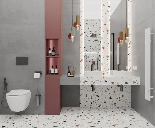 Terazzo bianco Керамогранит цветной матовый карвинг 60x120 LAPARET