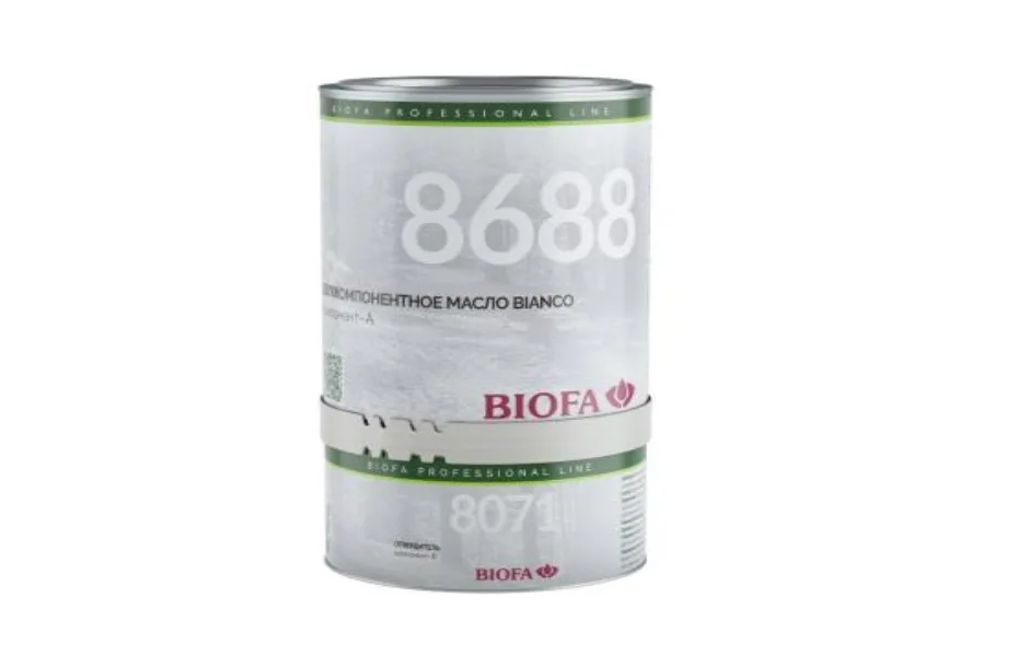 8688/8071 BIOFA BIANCO ПРОМЫШЛЕННОЕ ДВУХКОМПОНЕНТНОЕ МАСЛО ДЛЯ СВЕТЛЫХ ПОРОД ДРЕВЕСИНЫ БИОФА – САМАРА