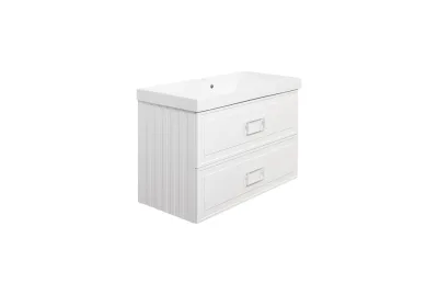 Тумба с раковиной La Fenice Cubo Bianca Twin 100 см FNC-01-CUB-B-100-2 белая матовая МОСПЛИТКА