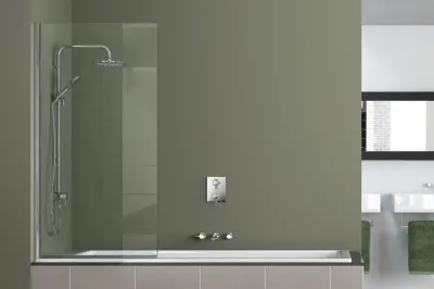Шторка для ванны 800х1400, прозрачное стекло 6 мм, покрытие EASY CLEAN, цвет профиля серебро Салон сантехники «Волна»