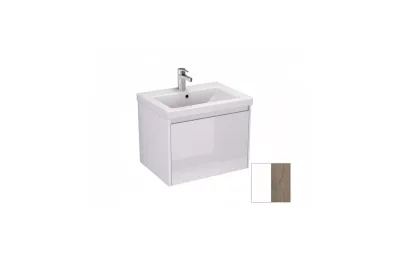 Тумба с раковиной Velvex Klaufs 60 tpKLA.60.1Y-617.216 подвесная, 1 ящик, белый глянцевый/дерево МОСПЛИТКА