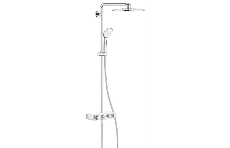 GROHE Euphoria SmartControl 310 DUO Душевая система с термостатом, настенный монтаж, полочка, 3 кнопки управления, Белая луна АТЕЛЬЕ ВАННОЙ КОМНАТЫ. САМАРА