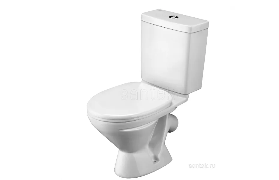 SANTEK Лига Унитаз напольный с бачком, выпуск косой, двойной смыв, крышка полипропилен АТЕЛЬЕ ВАННОЙ КОМНАТЫ. САМАРА