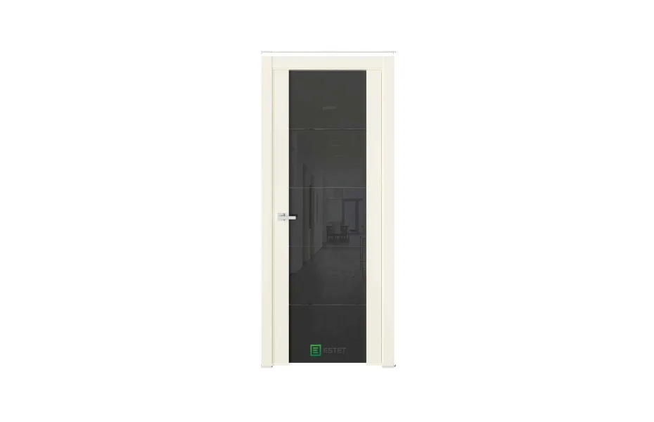Межкомнатная дверь Elegance E7 Ваниль черное стекло 7 ДВЕРЕЙ