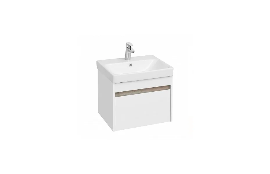 Тумба с раковиной 55 см Aquaton Марти 1A263201MY010, белый / дуб эдгрейн МОСПЛИТКА