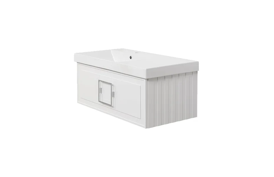 Тумба с раковиной La Fenice Cubo Bianca 90 см FNC-01-CUB-B-90 левая, белая матовая МОСПЛИТКА