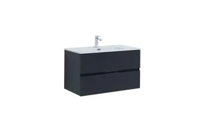 Тумба с раковиной Aquanet Алвита New 90 2 ящика, антрацит МОСПЛИТКА