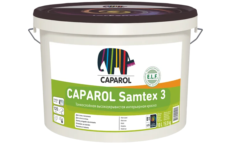 Краска водно-дисперсионная для внутренних работ Caparol Samtex 3 ELF База 3, 9,4 л КАПАРОЛ ЦЕНТР САМАРА