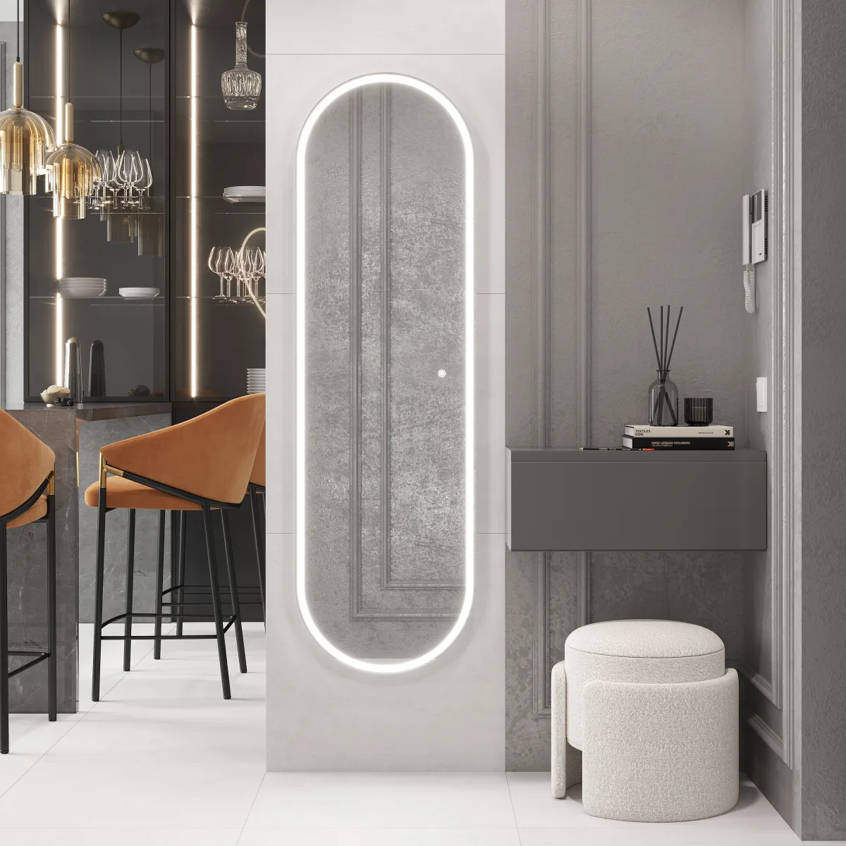Зеркало овал LAPARET Modus 45*150 влагостойкое, подсветка, димер LAPARET