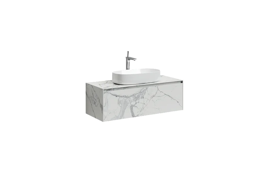 Тумба с раковиной Sancos Stone, 120 см., керамогранит белый, ST120SV МОСПЛИТКА