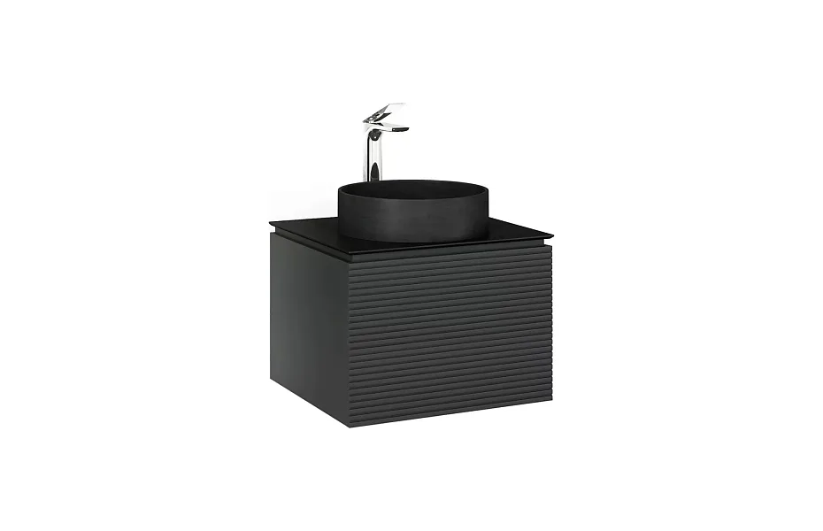 Тумба с раковиной Jorno Stone 60 см Stn.01.60/P/A/JR антрацит МОСПЛИТКА