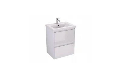 Тумба с раковиной Velvex Klaufs 60 tpKLA.60.2Y-616.216 подвесная, 2 ящика, белый глянцевый МОСПЛИТКА