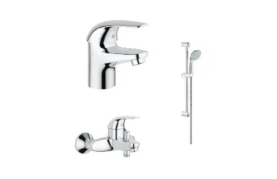 Набор смесителей для ванны Grohe Euroeco с душевым гарнитуром 124428 (32734000,32743000,27853000) АКВАМЕТРИЯ
